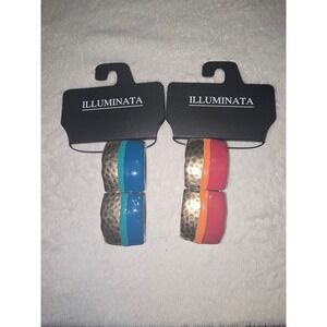 Illuminata Bangle Bracelet Set Gold Hammered‎ Colorful Statement Jewelry